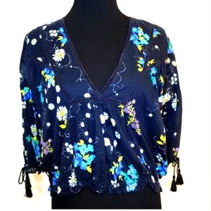 Free People Boho Floral Printed Blouse Size M